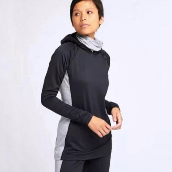 Burton Women's Midweight Hoodie Turtleneck Pullover Sweater Black Gray Medium - Picture 1 of 8